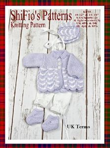 Download knitting pattern – KP75-  doll or preemie matinee jacket, hat, trousers and booties 10″-12″, 14″-16″ doll – UK Terminology pdf, epub, ebook