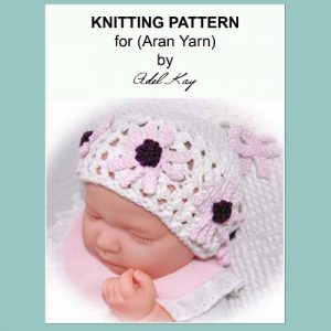 Download Mel Daisy Flower Lace Effect Multi-size Baby or Reborn Doll Hat Aran Yarn Knitting Pattern pdf, epub, ebook